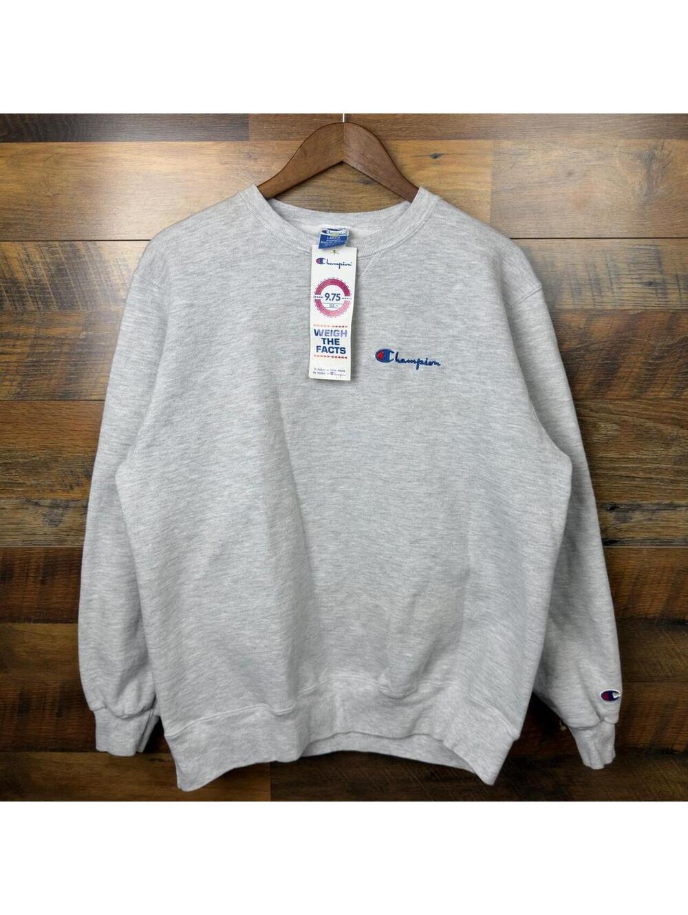 Vintage 90s Champion Crewneck Sweatshirt Large USA Made NWT Gray